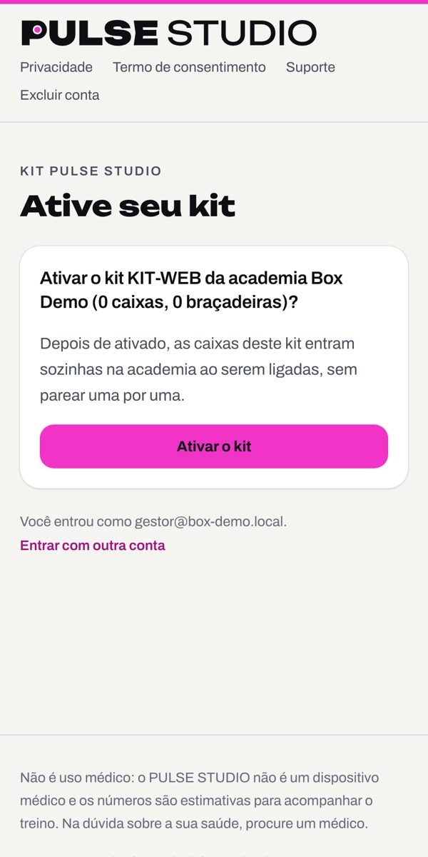 Celular com a página Ative seu kit e o botão Ativar o kit